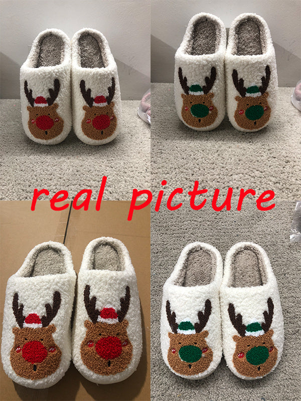 Cozy Christmas Elk Winter Slippers