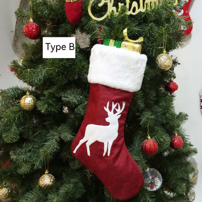 Christmas Stockings Gift Bag with Elk Embroidery