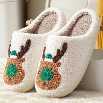 Cozy Christmas Elk Winter Slippers