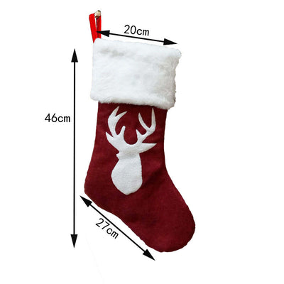 Christmas Stockings Gift Bag with Elk Embroidery