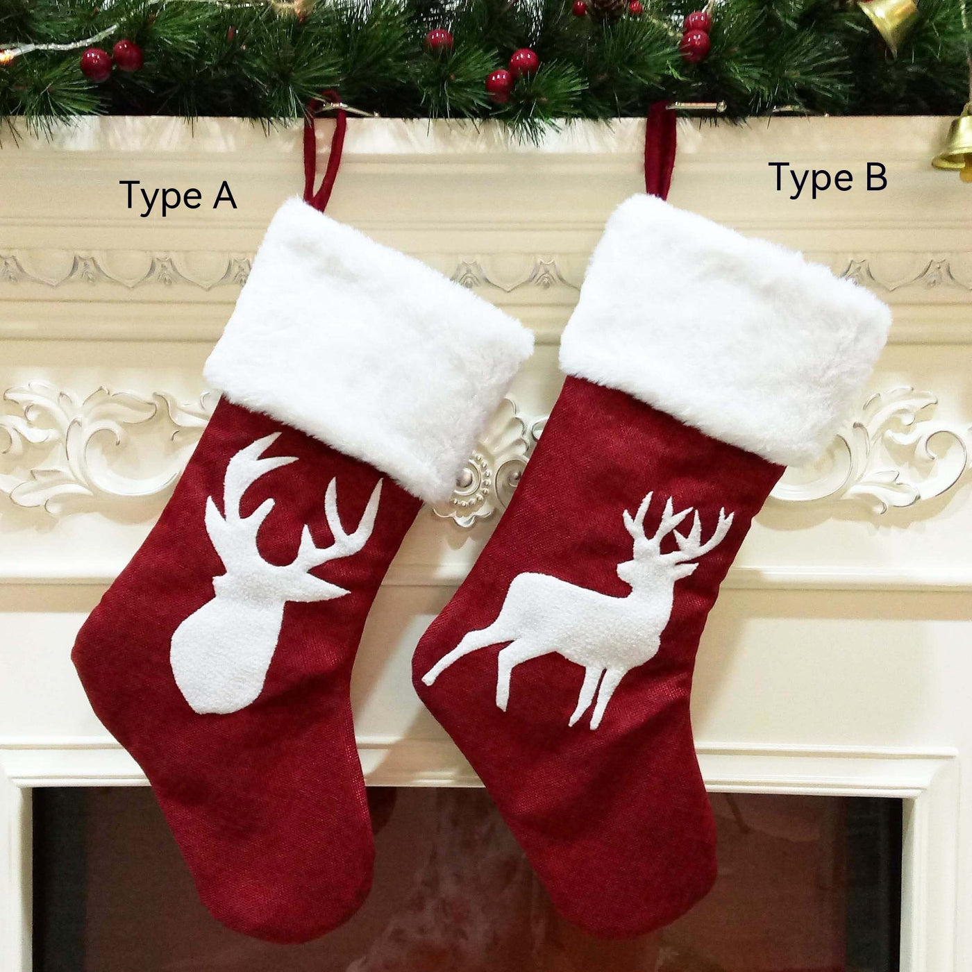 Christmas Stockings Gift Bag with Elk Embroidery