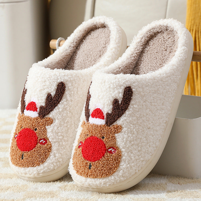 Cozy Christmas Elk Winter Slippers