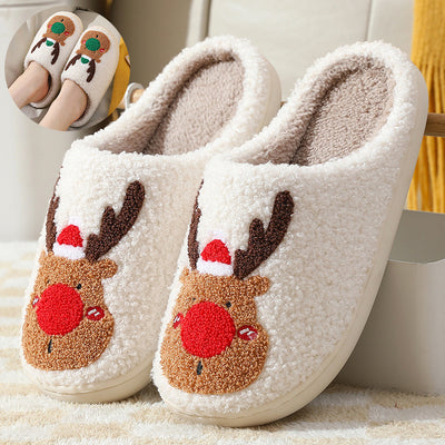 Cozy Christmas Elk Winter Slippers