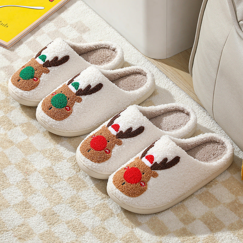 Cozy Christmas Elk Winter Slippers