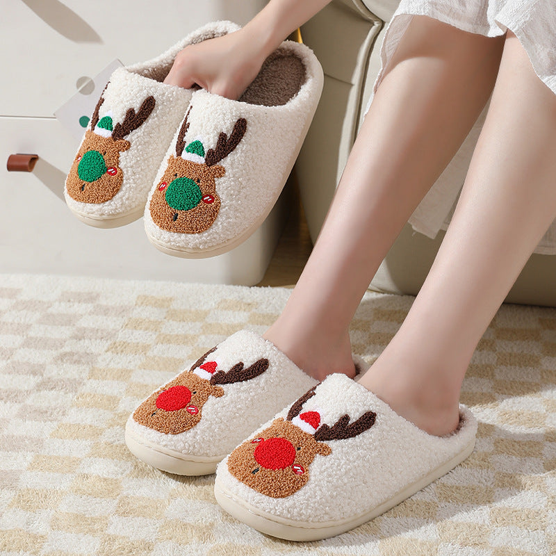 Cozy Christmas Elk Winter Slippers