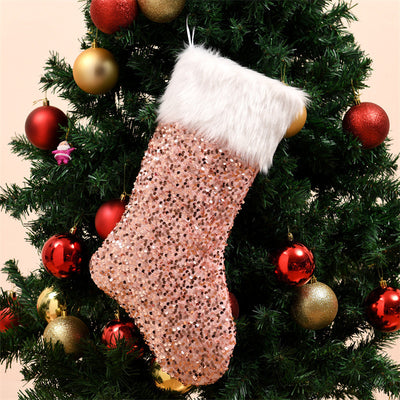 Large Sequin Christmas Stockings - Festive Gift Bag Socks