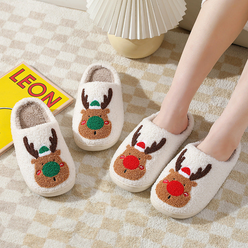 Cozy Christmas Elk Winter Slippers