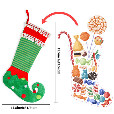 Elegant Emerald Green Christmas Stocking - Christmas Elf Decoration