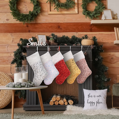 Large Sequin Christmas Stockings - Festive Gift Bag Socks