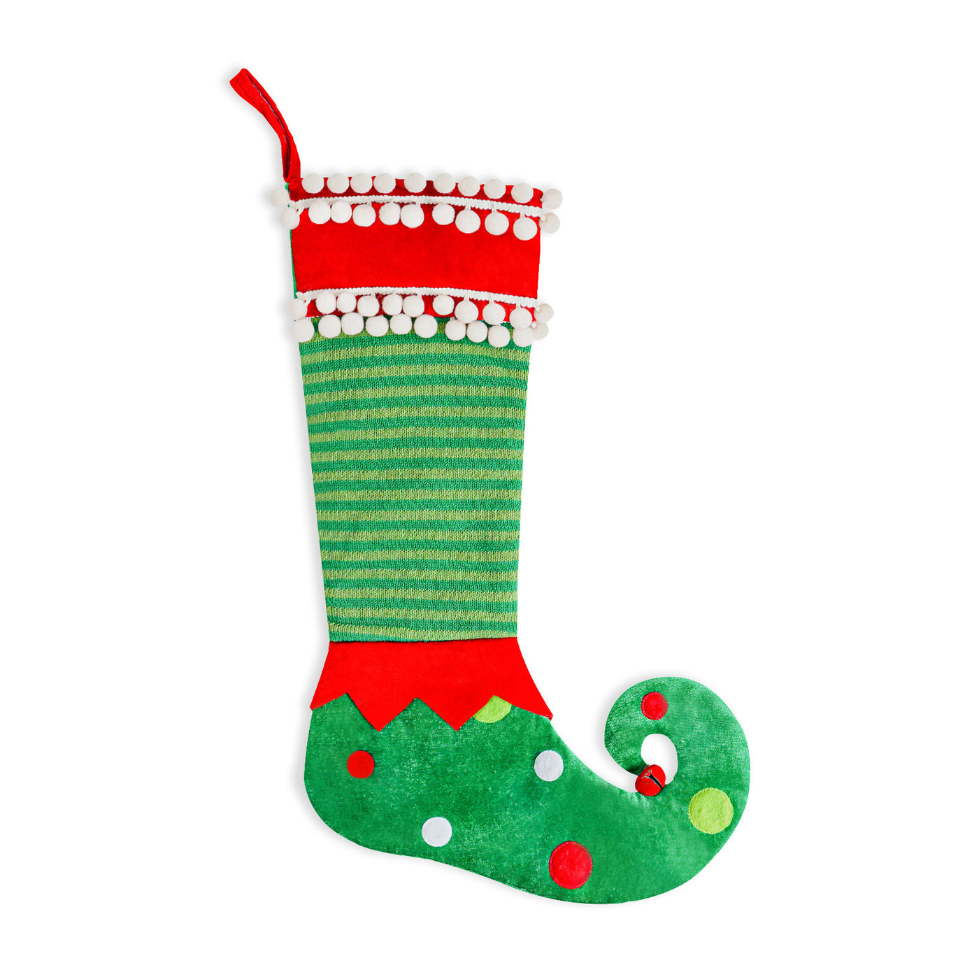 Elegant Emerald Green Christmas Stocking - Christmas Elf Decoration