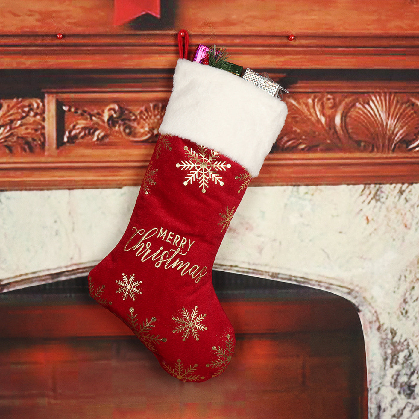 Festive Embroidered Christmas Stocking