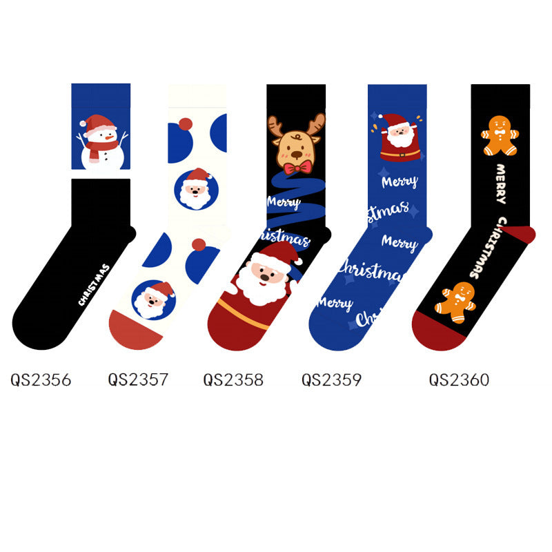 Blue Minimalist Elk Christmas Stockings