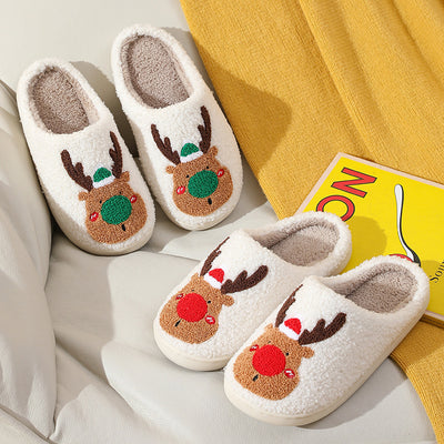 Cozy Christmas Elk Winter Slippers